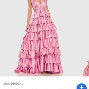 Mac Duggal Pink Ruffled Maxi Dress
